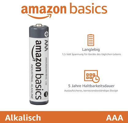 🔋 200x Amazon Basics AAA Batterien für 19€ (statt 29€)