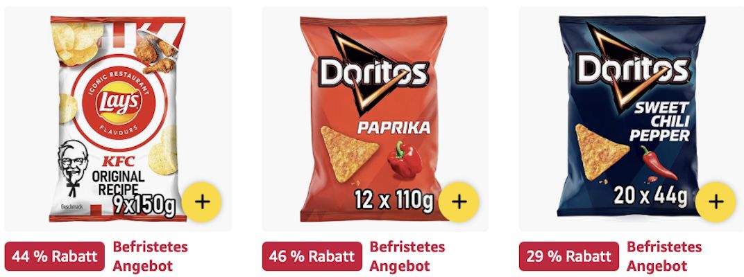 😋 Amazon: Chips und Knabbereien im Sale z.B. 12x Tortilla Chips BBQ Style (je 110g) für 13€ (statt 24€) 😋 Amazon: Chips und Knabbereien im Sale z.B. 12x Tortilla Chips BBQ Style (je 110g) für 13€ (statt 24€)