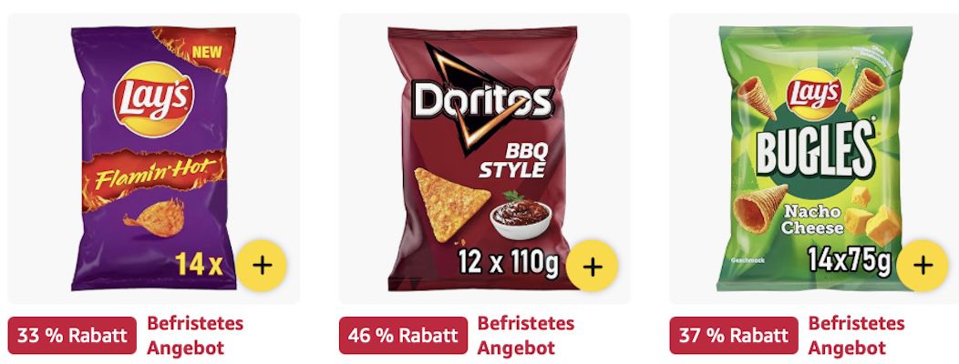 😋 Amazon: Chips und Knabbereien im Sale z.B. 12x Tortilla Chips BBQ Style (je 110g) für 13€ (statt 24€) 😋 Amazon: Chips und Knabbereien im Sale z.B. 12x Tortilla Chips BBQ Style (je 110g) für 13€ (statt 24€)
