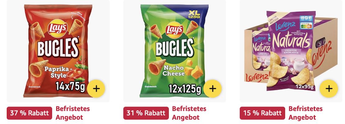 😋 Amazon: Chips und Knabbereien im Sale z.B. 12x Tortilla Chips BBQ Style (je 110g) für 13€ (statt 24€) 😋 Amazon: Chips und Knabbereien im Sale z.B. 12x Tortilla Chips BBQ Style (je 110g) für 13€ (statt 24€)