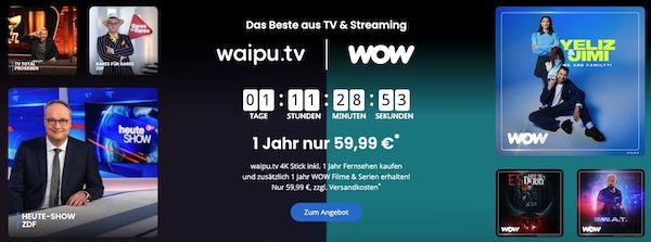 đ„ waipu.tv 4K Stick ââinkl. 1 Jahr Perfect Plus & WOW Filme & Serien nur 59,99⏠(statt 260âŹ) đ„ waipu.tv 4K Stick ââinkl. 1 Jahr Perfect Plus & WOW Filme & Serien nur 59,99⏠(statt 260âŹ)