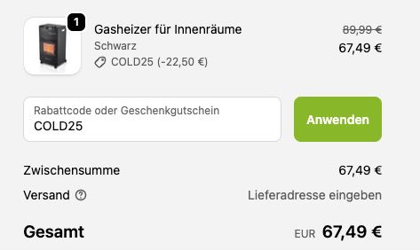 🥶 Juskys mobile Infrarot Gasheizung GS42US bis 4.200 Watt für 67,49€ (statt 90€)