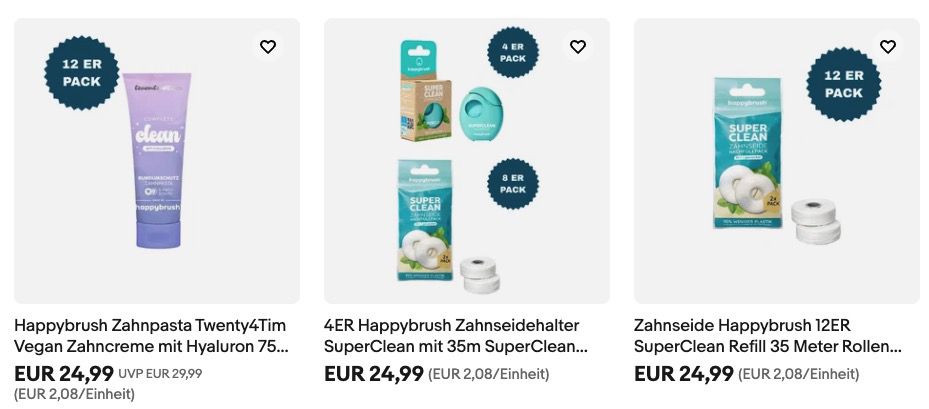 🦷 15€ Rabatt auf Happybrush Zahnpflege z.B. 12x Zahnpasta nur 9,99€ (statt 36€)