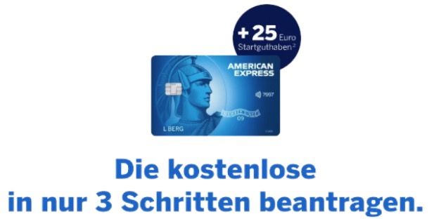 💳 American Express Blue Card dauerhaft kostenlos 🧨 mit 25€ Startguthaben