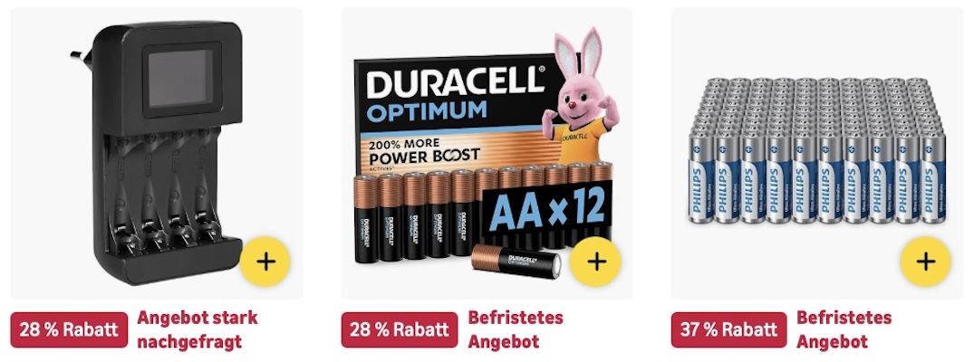 🔝🔋 Amazon: Energizer , Varta  & Duracell Batterien im Sale z.B. 18x Duracell Plus Batterien AAA für 13€ (statt 18€)