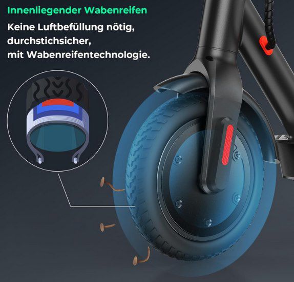 🛴 iScooter E9 mit 350W, 8.5 Zoll Reifen + ABE für 132,59€ (statt 220€)