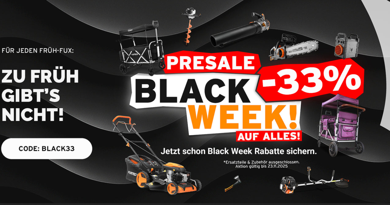 🔥 Fuxtec Black Week: 33% Rabatt auf ALLES   z.B. FX CT700 Bollerwagen für 119,93€ (statt 194€)