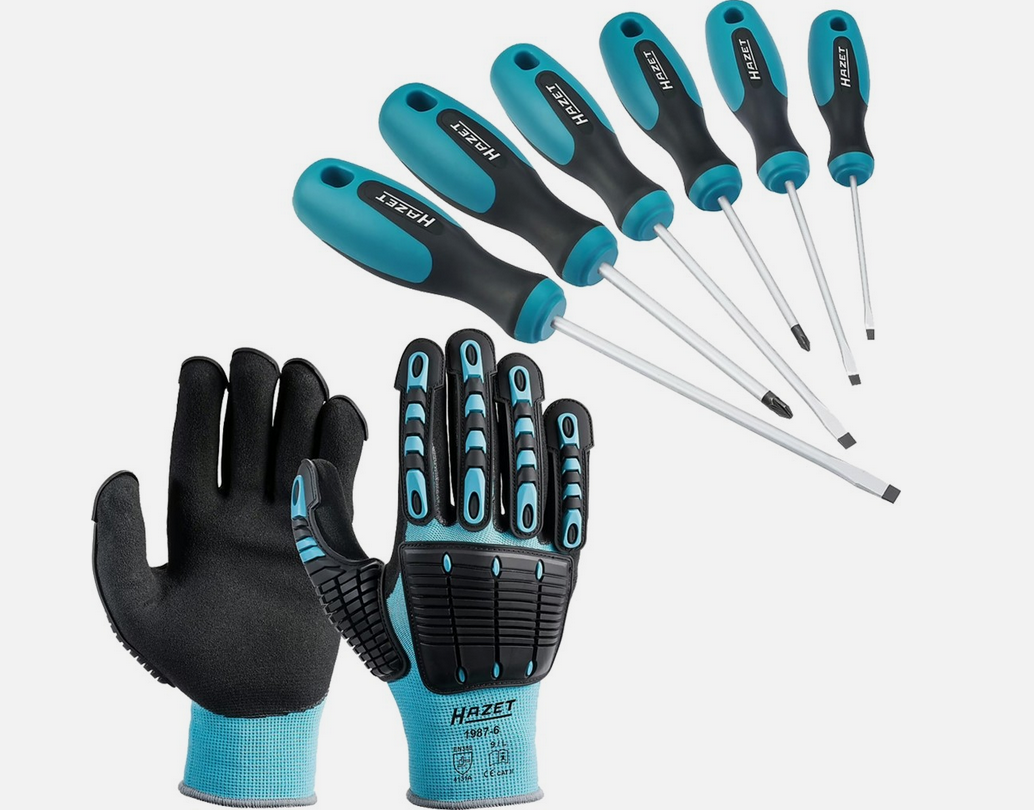HAZET Schraubendreher Satz 6-teilig + Mechaniker Handschuhe für 19,89€ (statt 30€)