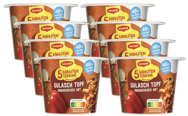 🤤 8x MAGGI 5 Minuten Terrine Gulaschtopf für 7,23€ (statt 12€)