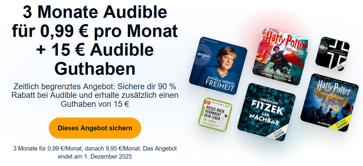 🔥 3 Monate Audible für nur 0,99€ mtl. (statt 30€) + 15€ Guthaben ⚡ 🔥 3 Monate Audible für nur 0,99€ mtl. (statt 30€) + 15€ Guthaben ⚡