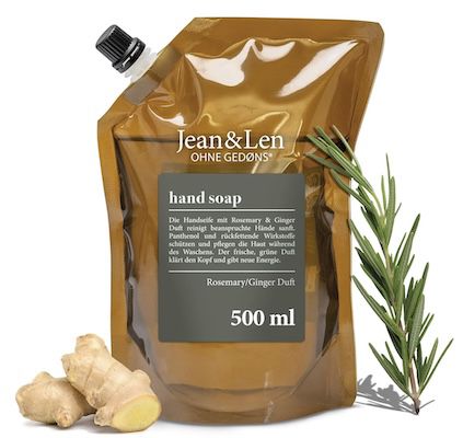 🧼 500 ml Jean & Len Handseife Rosemary & Ginger Nachfüllpack ab 3,15€ (statt 6€)