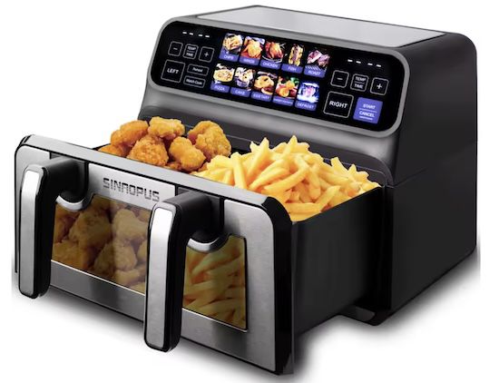 🍟 Sinaopus 9L XXL Doppelkorb Heißluftfritteuse für 73,45€ (statt 109€)