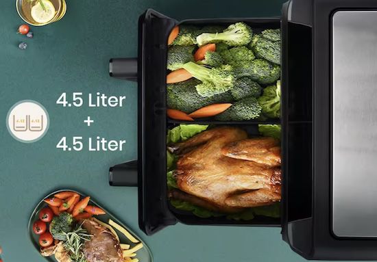 🍟 Sinaopus 9L XXL Doppelkorb Heißluftfritteuse für 73,45€ (statt 109€)