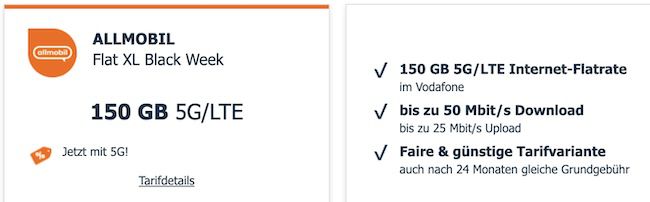 🔥 Vodafone Allnet mit 150GB 5G für eff. 11,66€ mtl. dank 80€ Bonus 🔥 Vodafone Allnet mit 150GB 5G für eff. 11,66€ mtl. dank 80€ Bonus