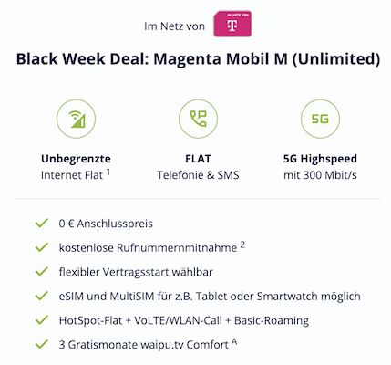 👉 Fetter Black Week KNALLER 🔥🔥 Telekom Allnet unlimited 5G nur 24,95€ mtl. 😱