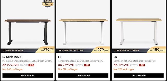 🚀 Flexispot Black Week Sale   z.B. E8 Schreibtischgestell für 279,99€ (statt 430€)