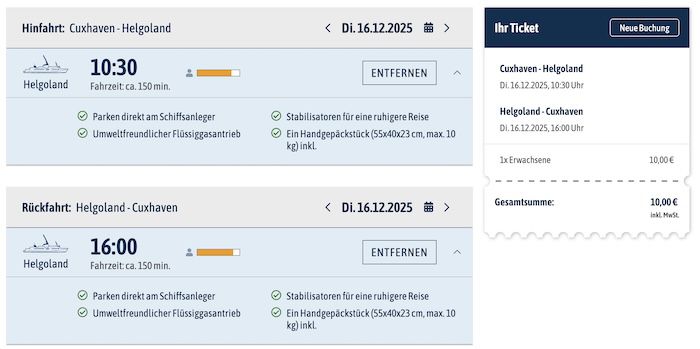 🚢 Fähre Hin- und Rückfahrt Cuxhaven - Helgoland für nur 10€ (statt 60€) - nur am 16.12. 🚢 Fähre Hin und Rückfahrt Cuxhaven Helgoland für nur 10€ (statt 60€) nur am 16.12.