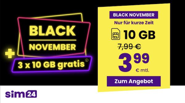 📲 sim24: Allnet Flat mit 10GB 5G für 3,99€ mtl. + monatlich kündbar!
