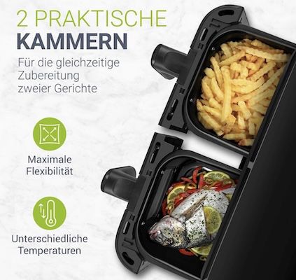 🍗 Juskys Dual-Zone Heißluftfritteuse (9 L, 1.800W) für nur 59,99€ (statt 80€) 🍗 Juskys Dual Zone Heißluftfritteuse (9 L, 1.800W) für nur 59,99€ (statt 80€)