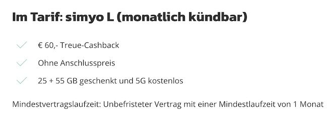 😍 6 Monate eff. GRATIS 📱 o2 Allnet 80GB (mtl. kündbar) für 9,99€ mtl. + 60€ Cashback nach 6 Monaten