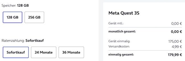 🤩 Krass 👓 Meta Quest 3S 128GB VR Brille für 179,99€ (statt 229€)