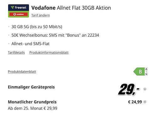 📱 Samsung Galaxy S25 für 29€ + Vodafone Allnet 30GB 5G für 24,99€ + 50€ Bonus