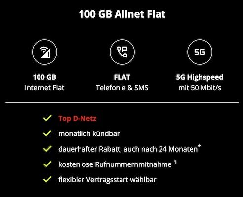 🔥 Black Week Knaller wieder da 📱 Vodafone Allnet 100GB nur 11,99€ mtl. + monatlich kündbar