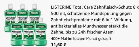 🦷 6er Pack Listerine Total Care Zahnfleisch-Schutz, 500ml ab 11,60€ 🔥 (statt 24€) 🦷 6er Pack Listerine Total Care Zahnfleisch Schutz, 500ml ab 11,60€ 🔥 (statt 24€)