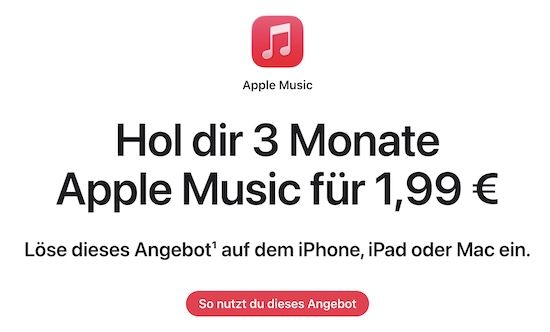 🍏 3 Monate Apple Music nur einmalig 1,99€ für Neukunden 🎶