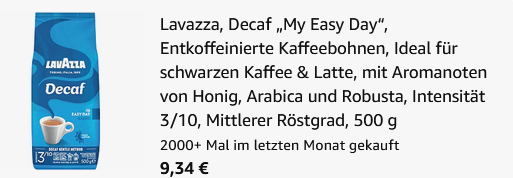 ☕️ 500g Lavazza Caffè Decaffeinato Kaffeebohnen ab 9,34€ (statt 13€) ☕️ 500g Lavazza Caffè Decaffeinato Kaffeebohnen ab 9,34€ (statt 13€)