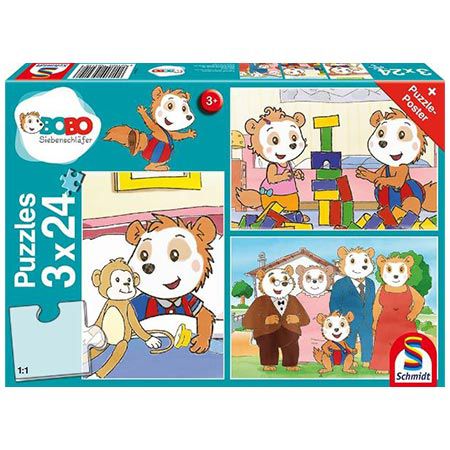 🧩 Schmidt Spiele 56414 Bobo Siebenschläfer, 3×24 Kinderpuzzle für 6,37€ (statt 9€)