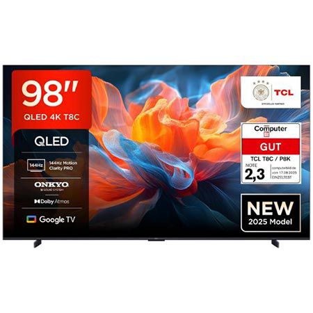 📺 TCL 98T8C 98″ 4K UHD HDR QLED Smart TV mit 144Hz für 1.399€ (statt 1.599€)