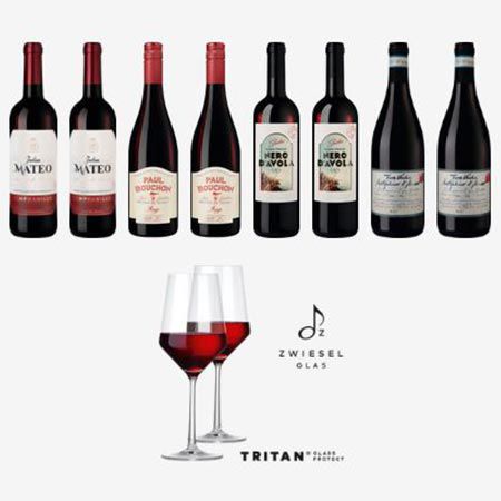 🍷 Hawesko Weinpaket Goldprämierte Rotwein Vielfalt mit 8 Flaschen + 2 Gläser für 39,90€ (statt 96€)