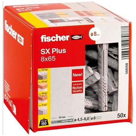 🖼️ 50er Pack fischer Spreizdübel SX 8 Plus x 65 für 6,57€ (statt 11€)