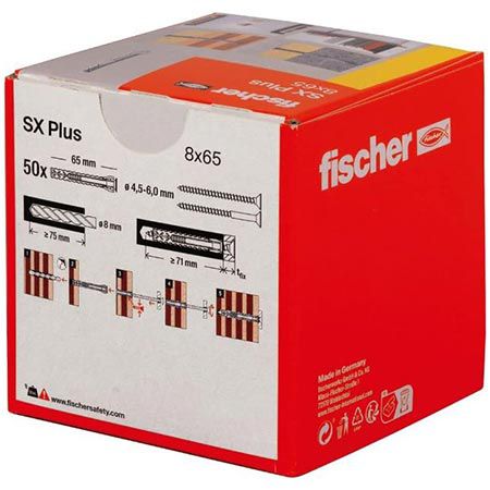 🖼️ 50er Pack fischer Spreizdübel SX 8 Plus x 65 für 6,57€ (statt 11€)