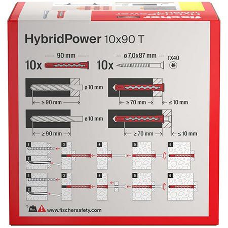 🧱 fischer HybridPower 10 x 90 T Dübel für höchste Tragfähigkeit für 12,43€ (statt 18€)