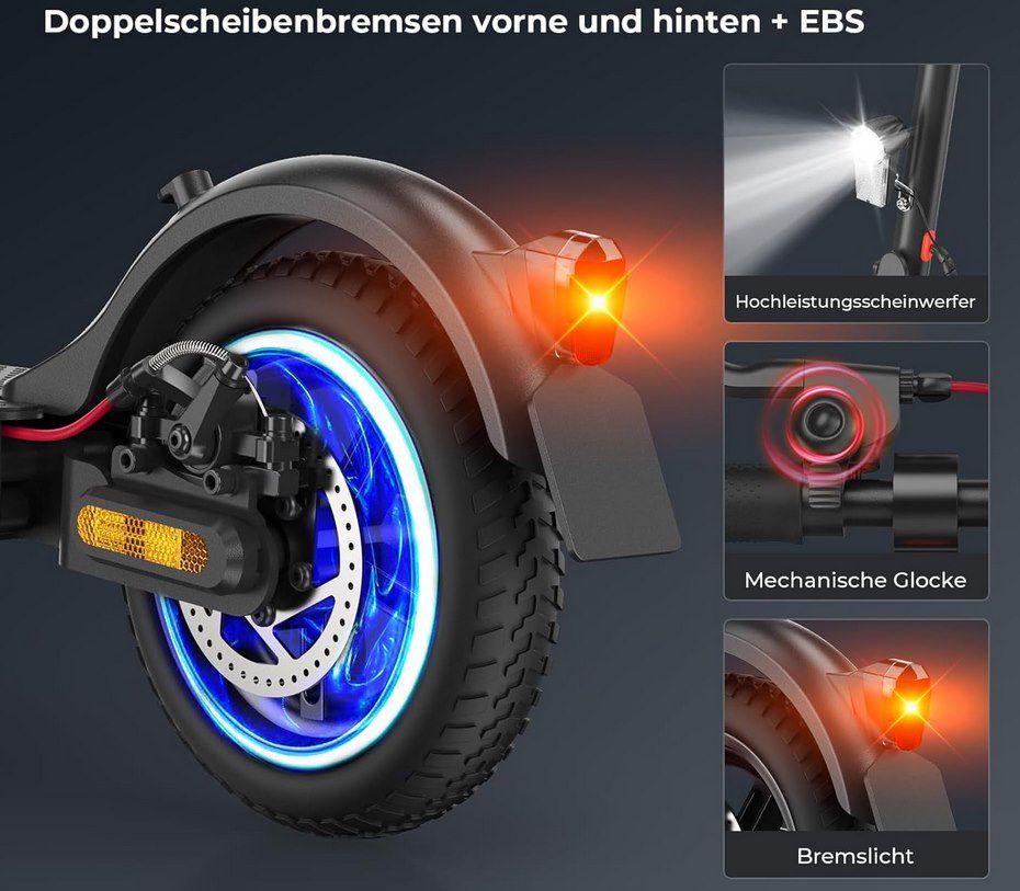 🛴 iScooter E9 mit 350W, 8.5 Zoll Reifen + ABE für 132,59€ (statt 220€)