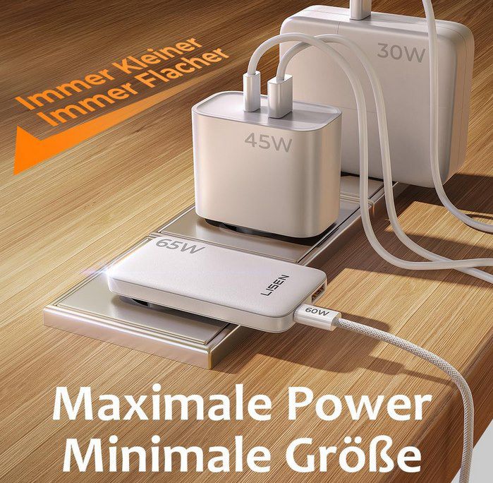 ⚡ LISEN 65W GaN USB C flaches Netzteil + Kabel für 17€ (statt 30€) ⚡ LISEN 65W GaN USB C flaches Netzteil + Kabel für 17€ (statt 30€)