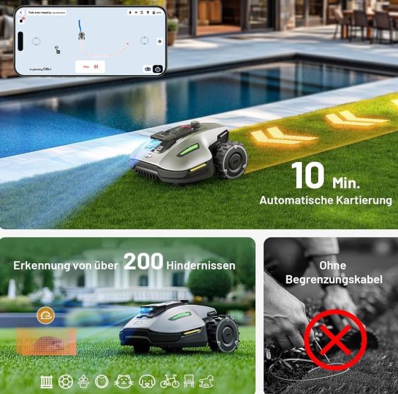 🏡 MAMMOTION YUKA Mini 700 Mähroboter ohne Begrenzungskabel für 649€ (statt 999€)