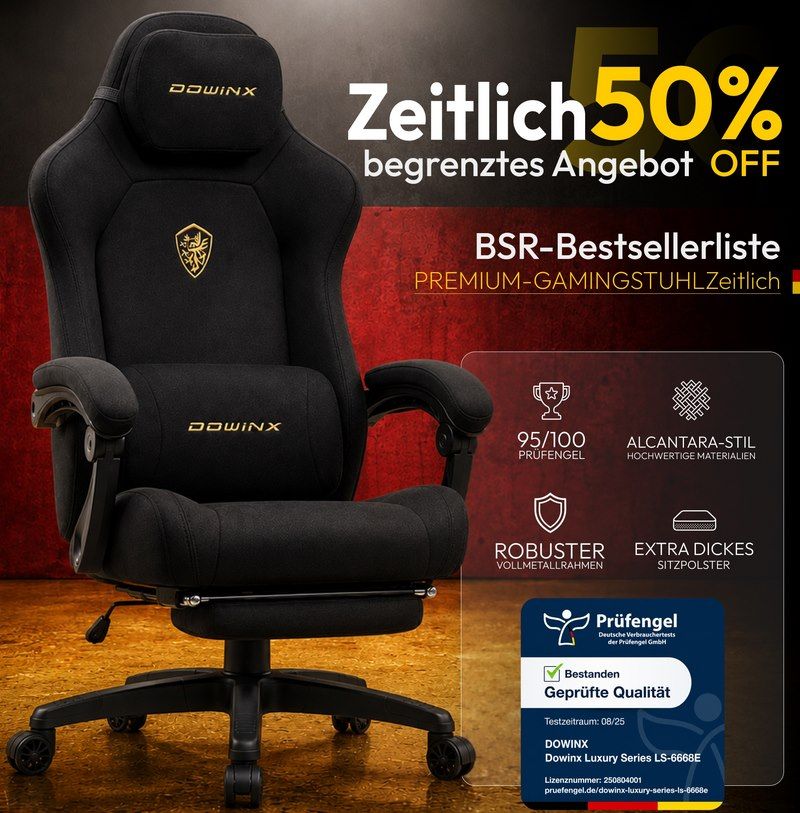 💺 Dowinx LS-6668E Gamingstuhl mit Massage-Lendenkissen für 85,39€ (statt 140€) 💺 Dowinx LS 6668E Gamingstuhl mit Massage Lendenkissen für 85,39€ (statt 140€)