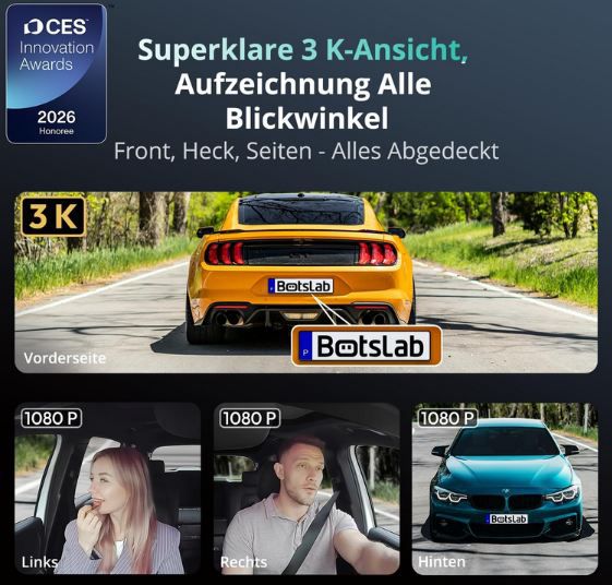 📸 Botslab 4 Kanal Full HD Dashcam Set für Vorne + Hinten für 170,99€ (statt 201€)