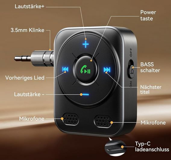 🔊 Joyroom Audio Bluetooth 5.4 Adapter mit Mikrofon für 9,99€ (statt 20€) 🔊 Joyroom Audio Bluetooth 5.4 Adapter mit Mikrofon für 9,99€ (statt 20€)