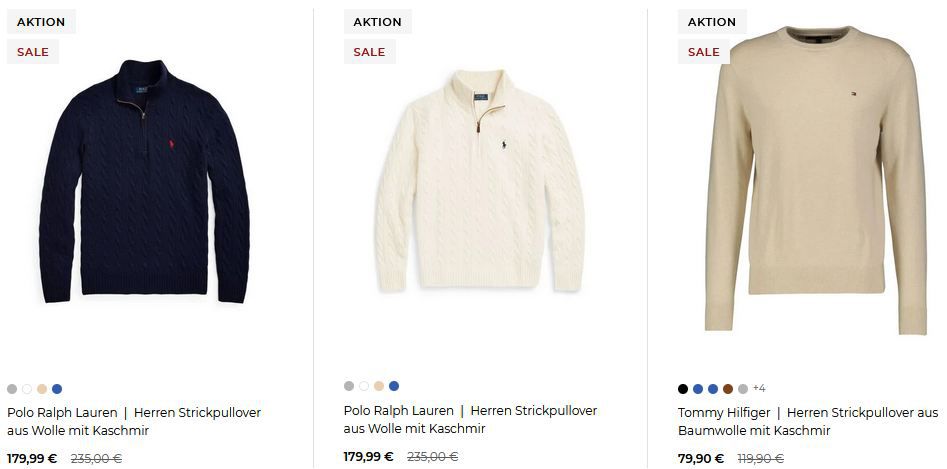 👕 engelhorn Strick & Sweat Sale + 20% Extra (Polo Ralph Lauren, BOSS, Tommy u.v.m.)