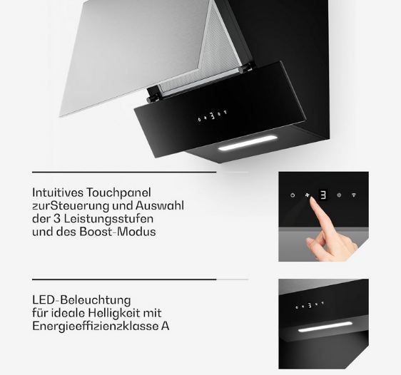 🍲 Klarstein Verosteel Dunstabzugshaube mit Touch Screen, 60cm für 169,99€ (statt 200€)
