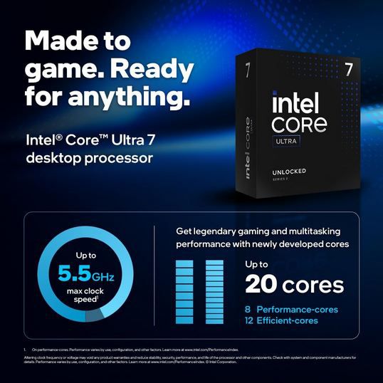 🖥️ Intel Core Ultra 7 265KF Desktop Prozessor mit 20 Kerne für 225€ (statt 260€)