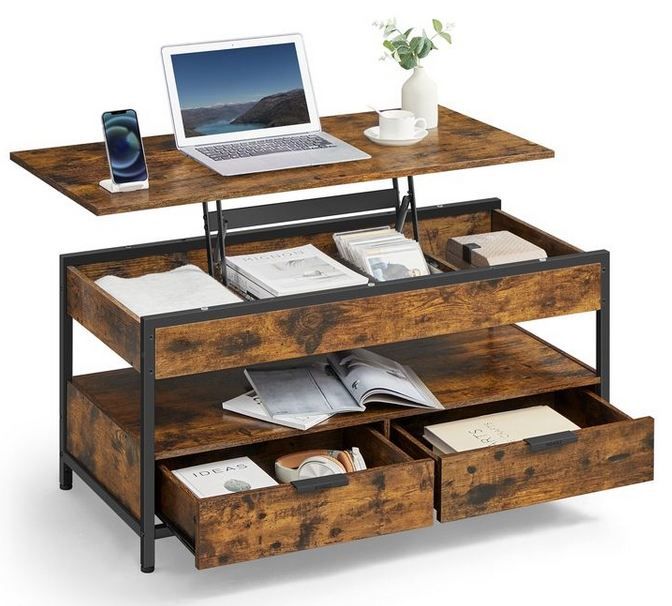 VASAGLE Couchtisch mit Schubladen für 66,99€ (statt 76€)