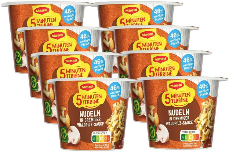 🍄‍🟫 8er Pack Maggi 5 Minuten Terrine Nudeln in Waldpilzrahmsauce ab 7,13€ (statt 12€)