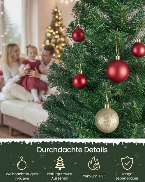 🎄 Songmics Künstlicher Weihnachtsbaum inkl. Kugeln, 180cm für 28,99€ (statt 33€)