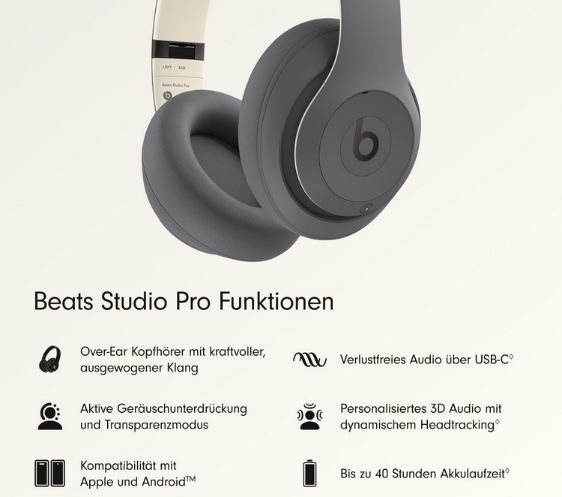 🎧 Beats Studio Pro Wireless Bluetooth Noise Cancelling Kopfhörer für 189€ (statt 239€)