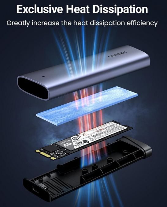 💾 UGREEN NVME M.2 SSD Gehäuse mit USB 3.2 + Kabel für 12,74€ (statt 20€)